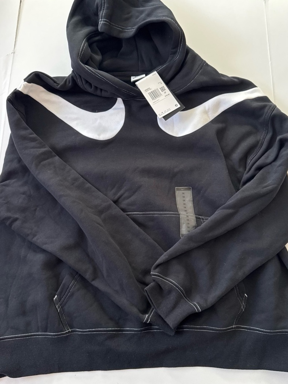 Nike Black Hoodie with White Swoosh - Womsn Plus Size